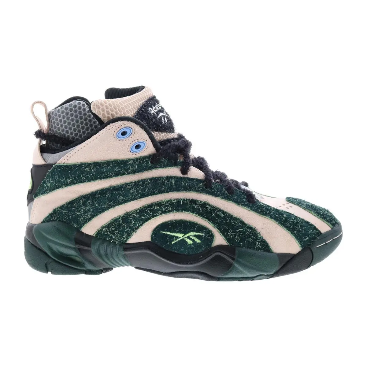 Reebok Shaqnosis X Brain Dead Mens Green Suede Athletic Basketball Shoes 7.5