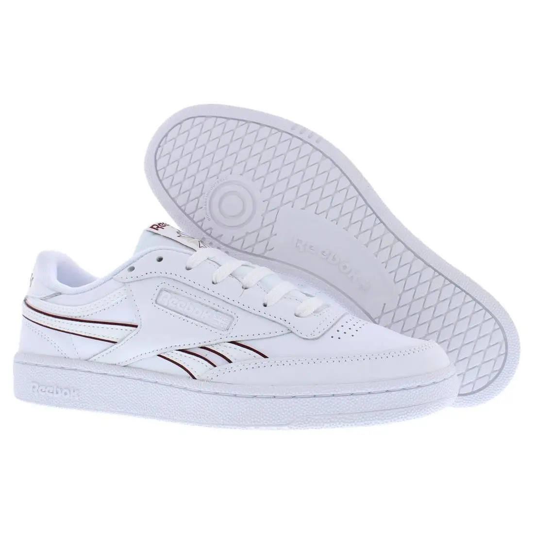 Reebok Club C Revenge Leather Unisex Shoes Size 9.5 Color: White/maroon/beige
