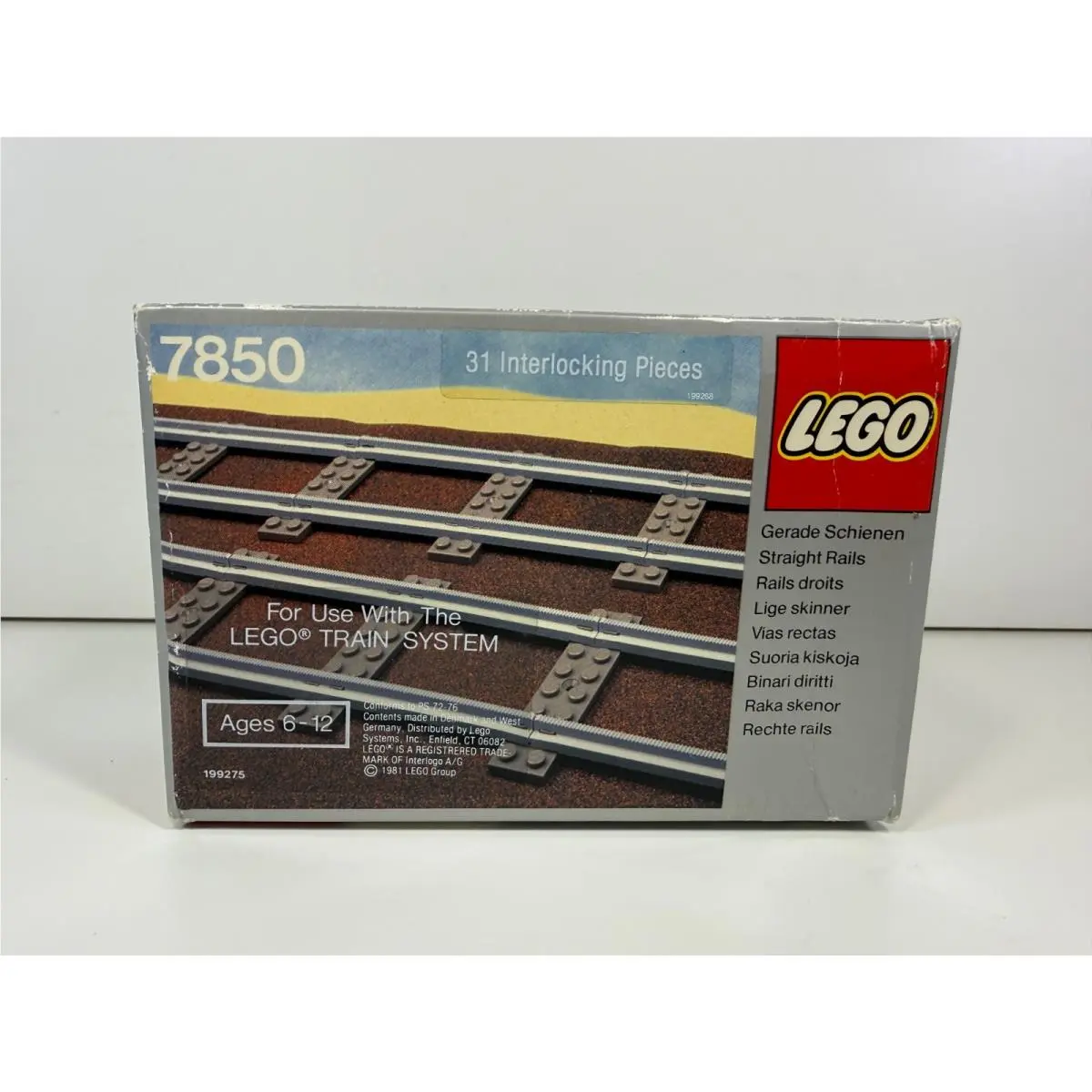 Lego 7850 Straight Rails For Train Track System 1989