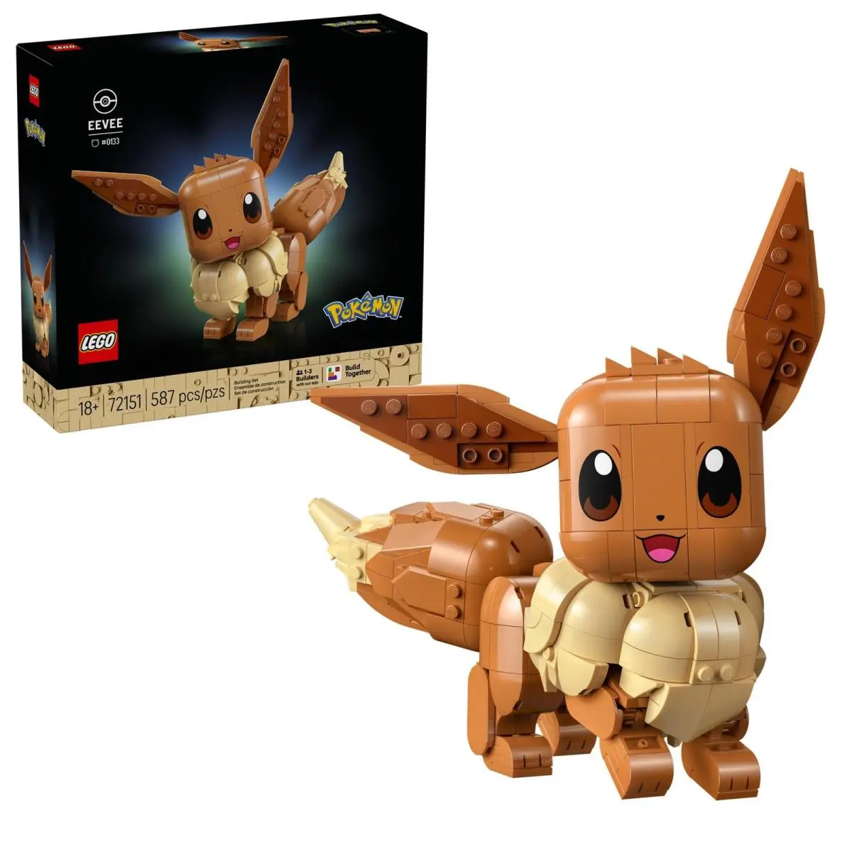 Lego Pokémon Eevee Collectible Building Set Posable Figure Display 72151