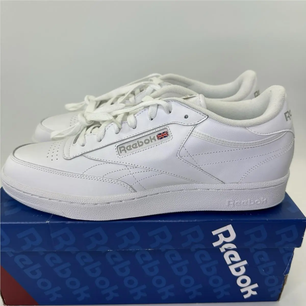 Reebok Club C 85 Men`s White Grey Lace Up Low Top Sneakers Sz 11 Wide 2E