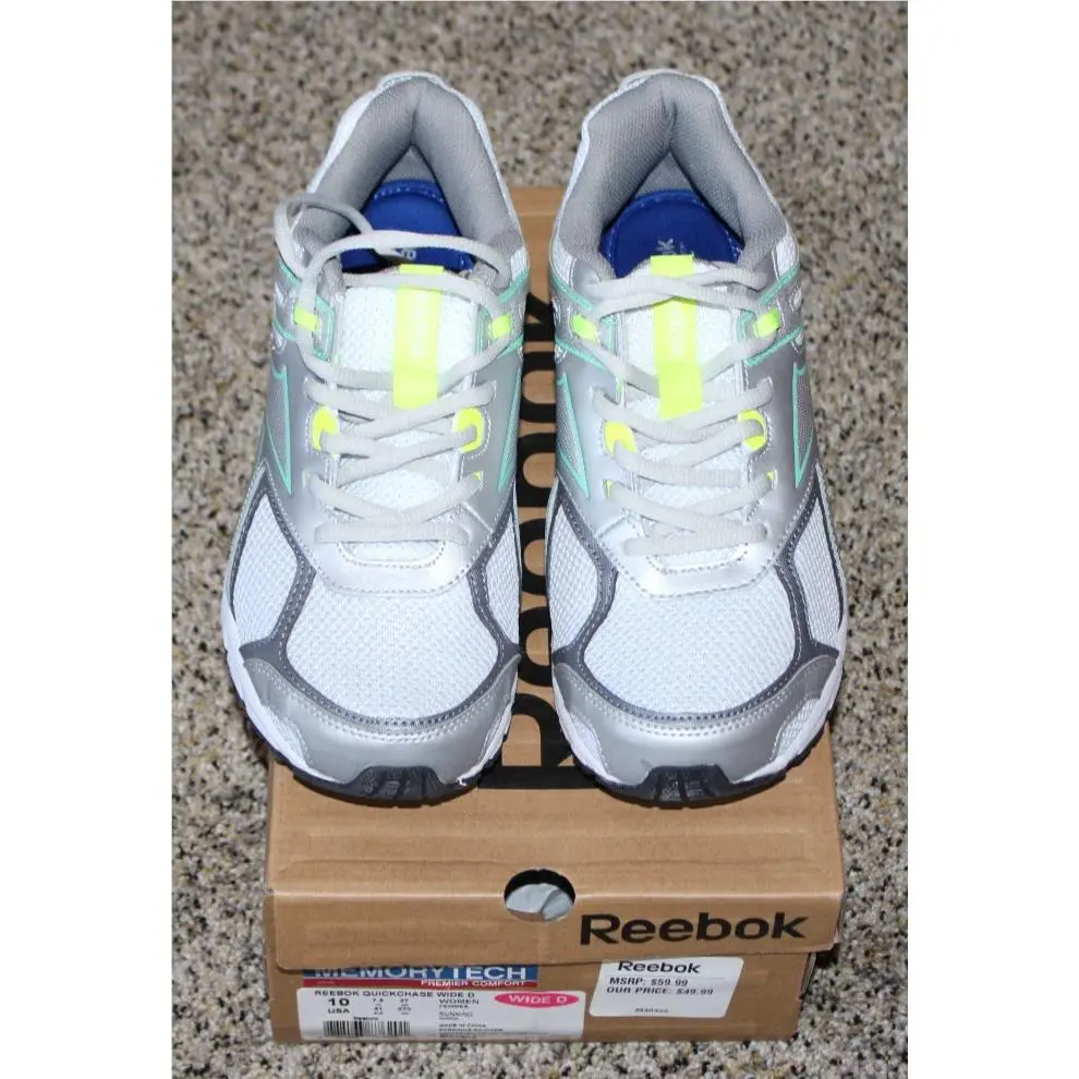 Reebok Quickchase 12.9 Women`s Running Sneaker 10 Wide 10D White Neon
