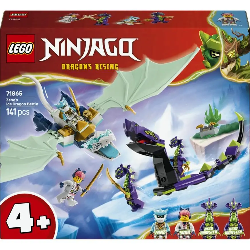 Lego Ninjago Zane`s Ice Dragon Battle 71865 Building Toy Set 4 Minifigures - Multicolor
