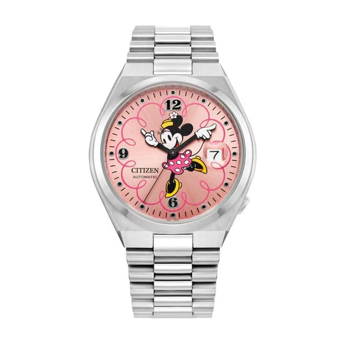 Citizen Tsuyosa Disney Collection Women`s Automatic Watch NJ0156-50W - Face: Pink, Dial: Pink, Band: Silver