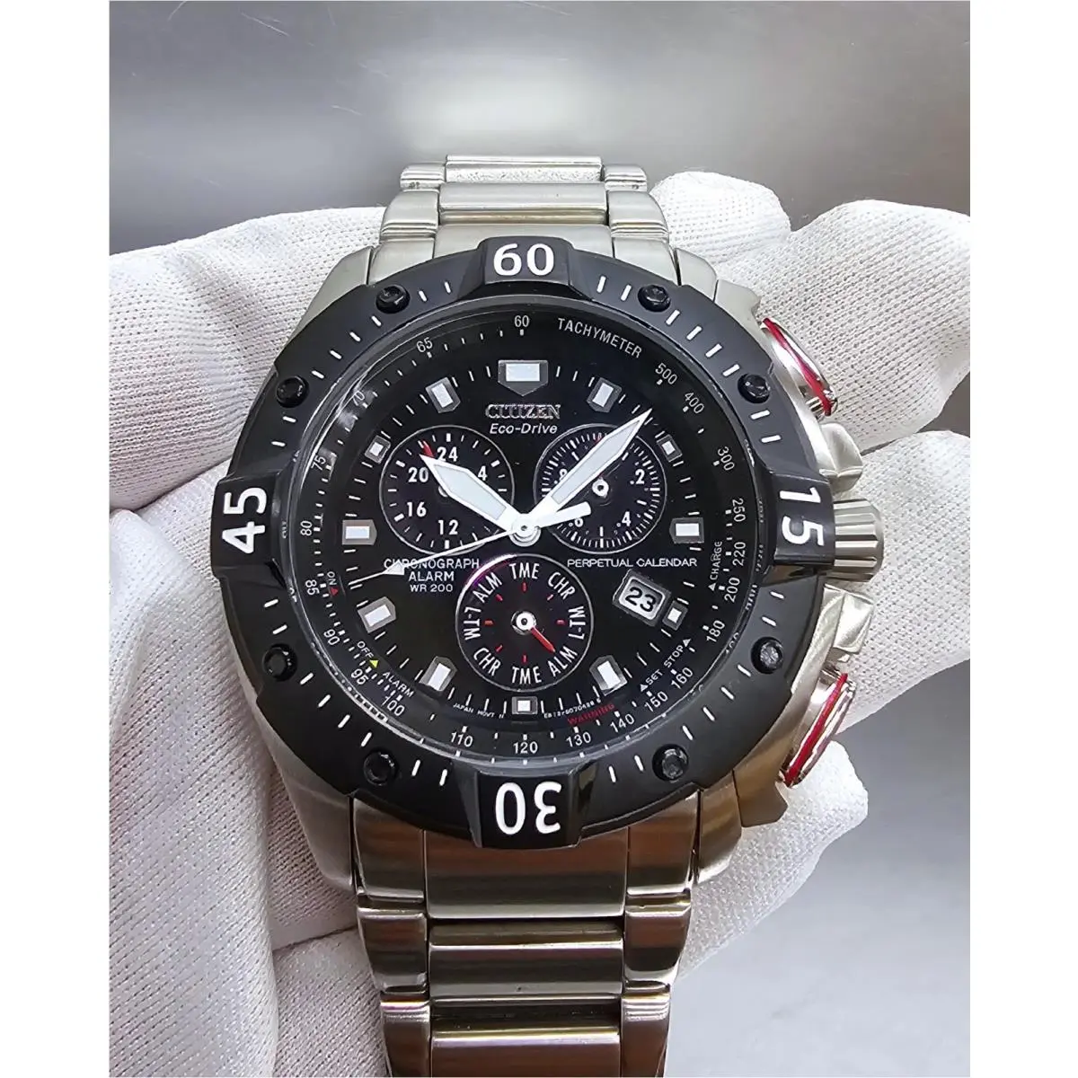 Eco-drive Chrono 43mm Black Dial SS Men`s Watch BL5314-52E by Citizen