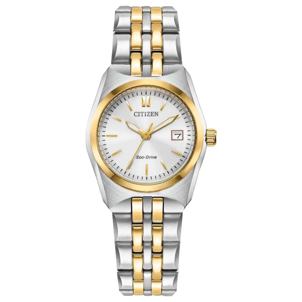 Eco-drive Corso EWW2299-50A 27mm Two Tone Stianless Steel White Watch by Citizen