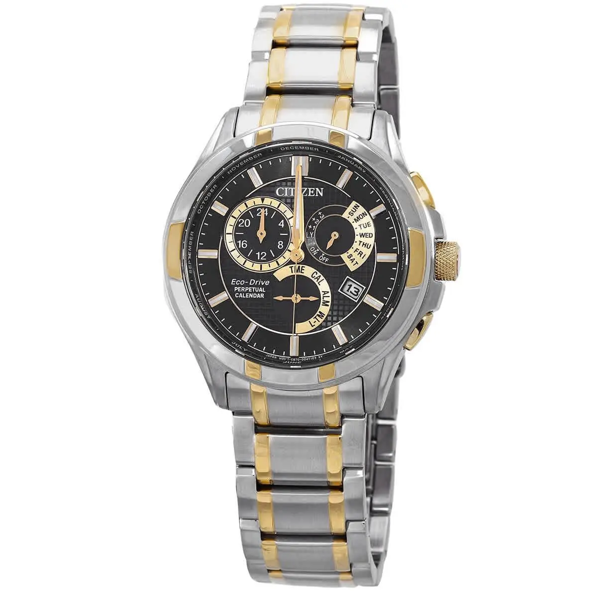 Eco-drive Perpetual Alarm Black Dial Men`s Watch BL8164-57E by Citizen