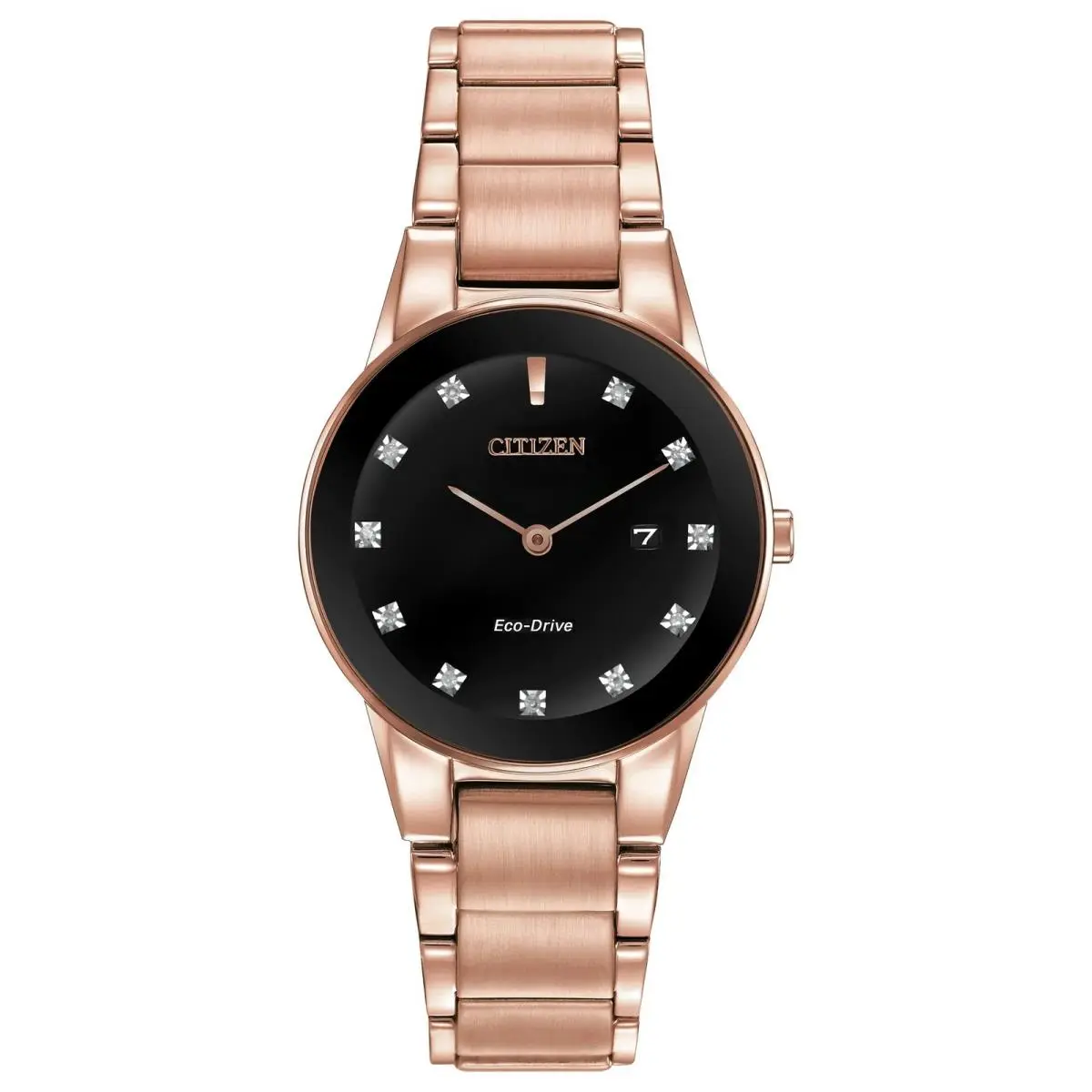 Eco-drive Axiom GA1058-59Q 30mm Rose Stainless Steel Black Dial Watch by Citizen
