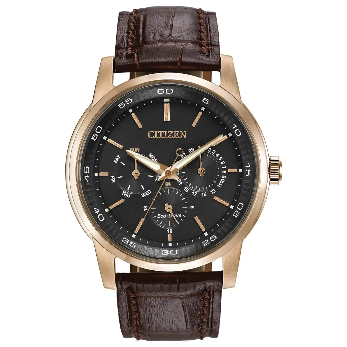 Corso Eco-drive Leather Strap Black Dial Men`s Watch BU2013-08E by Citizen