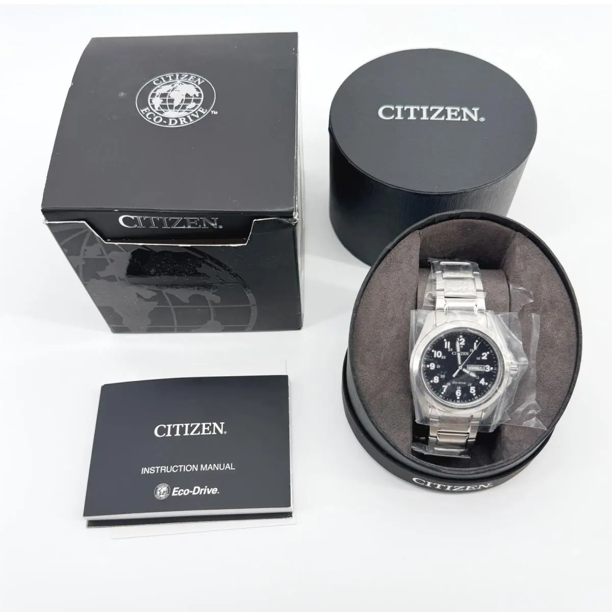 Eco-drive Field Watch Mens OS Silver Black Stainless Solar Military by Citizen