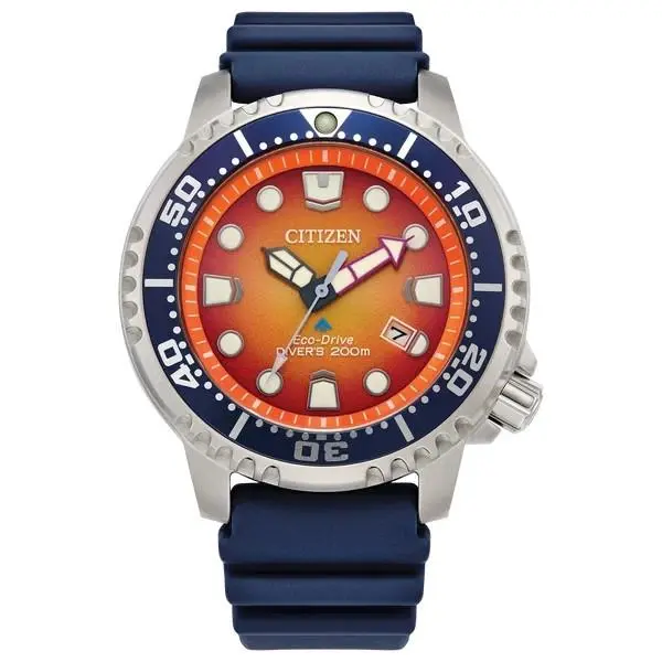 Citizen Watch Promaster Dive Orange Dial Blue Band BN0169-03X