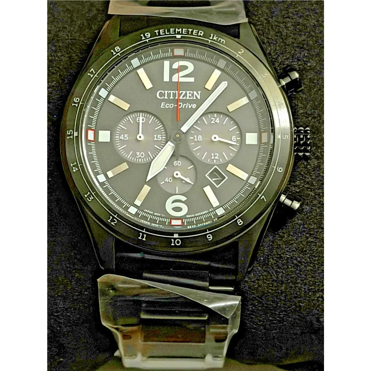 Men`s Eco-drive Sport Casual Watch Black CA4655-52E - Chronograph by Citizen