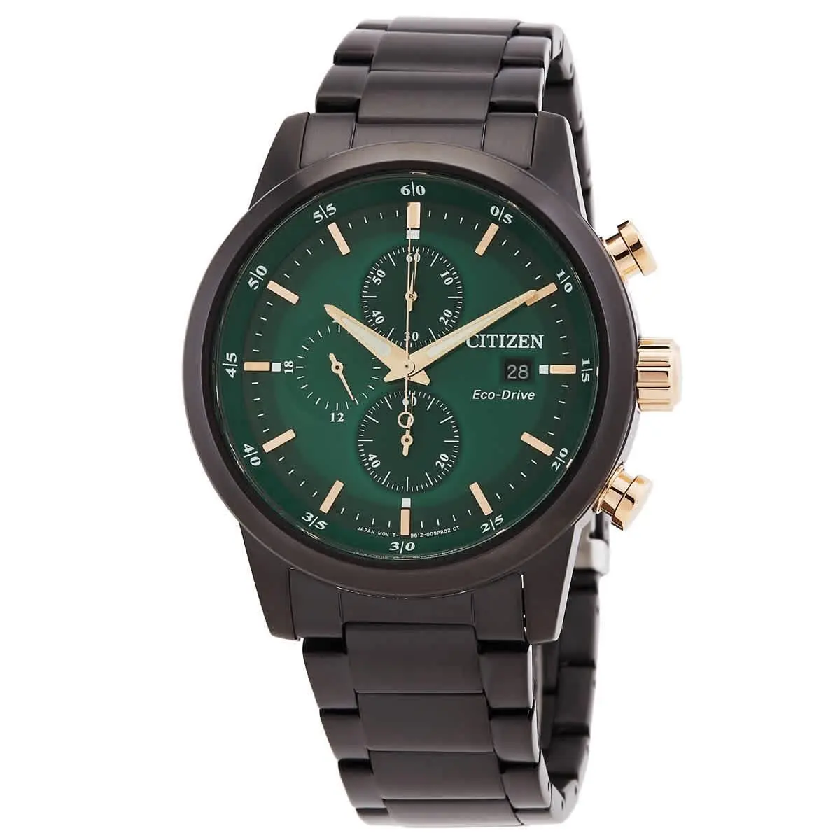 Chronograph Eco-drive Green Dial Men`s Watch CA0746-85X by Citizen