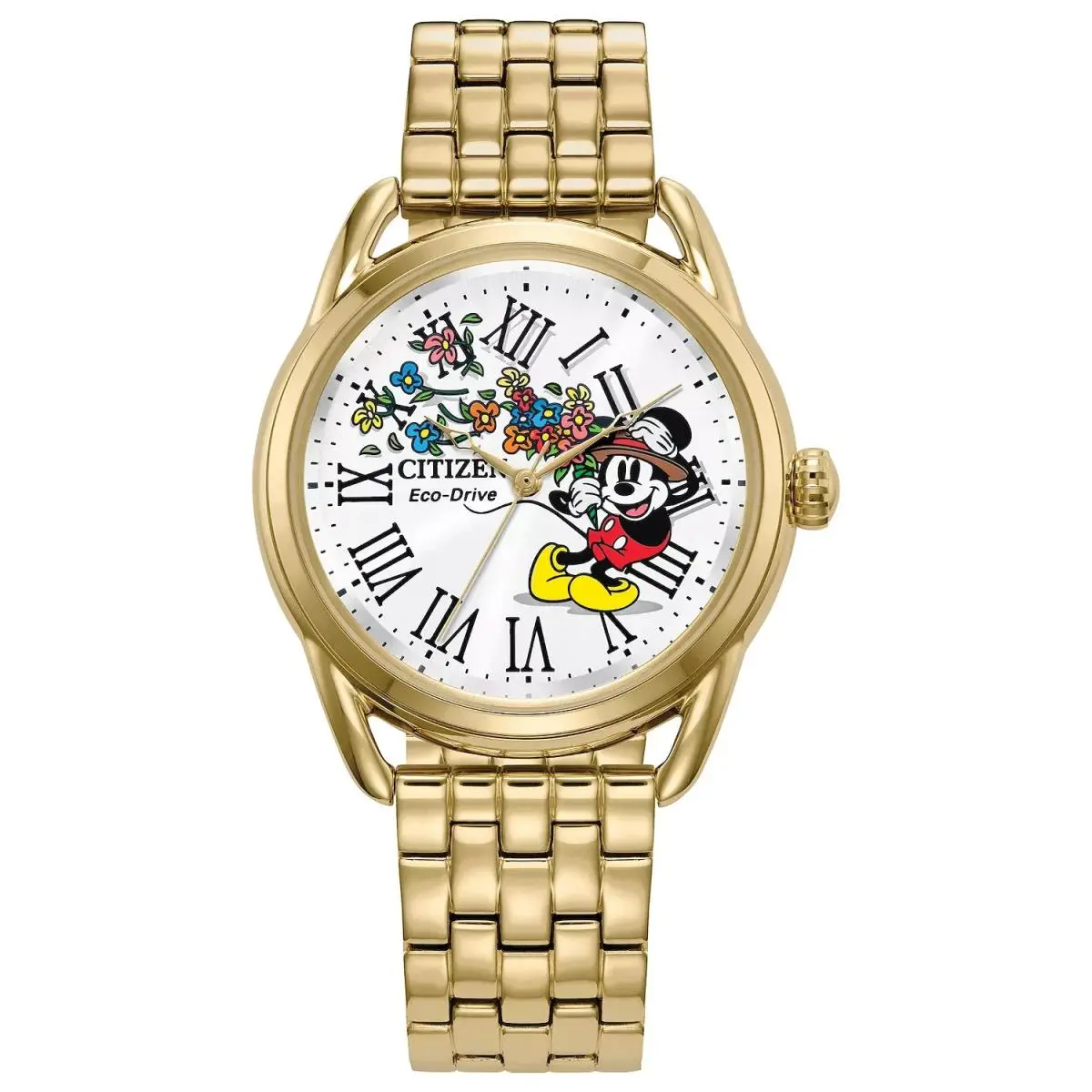 Disney`s Windswept Minnie  Women`s Eco-drive Gold Tone Stainless Steel by Citizen