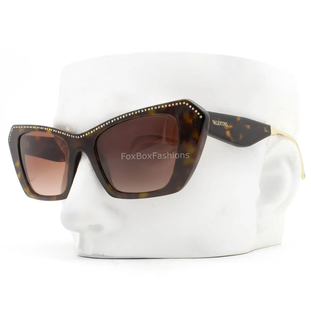 Sunglasses Brown Havana Crystals Trim VA 4114 5002/13 with Case by Valentino