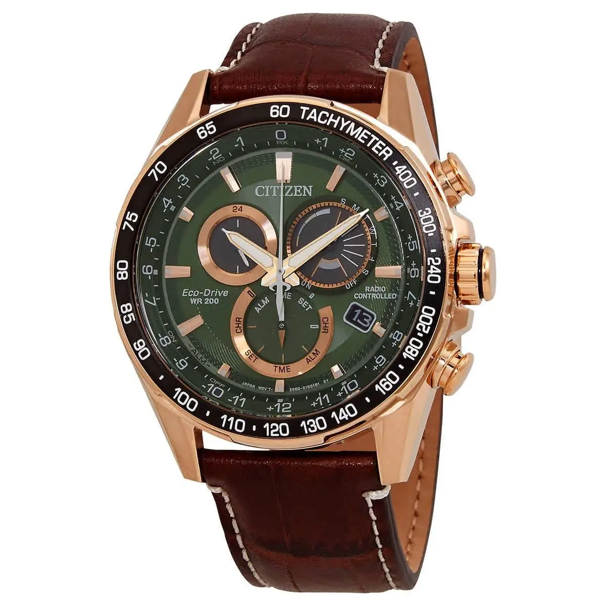 Pcat World Time Chronograph Green Dial Men`s Watch CB5919-00X by Citizen