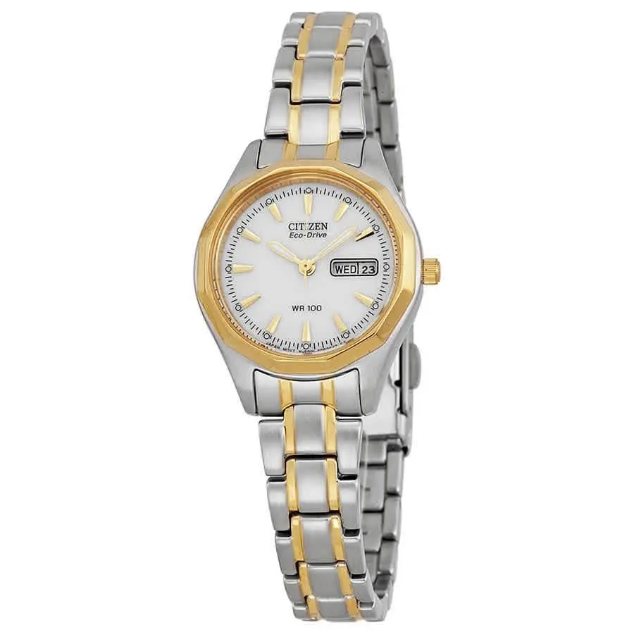 Eco-drive Sport White Dial Two-tone Ladies Watch EW3144-51A by Citizen