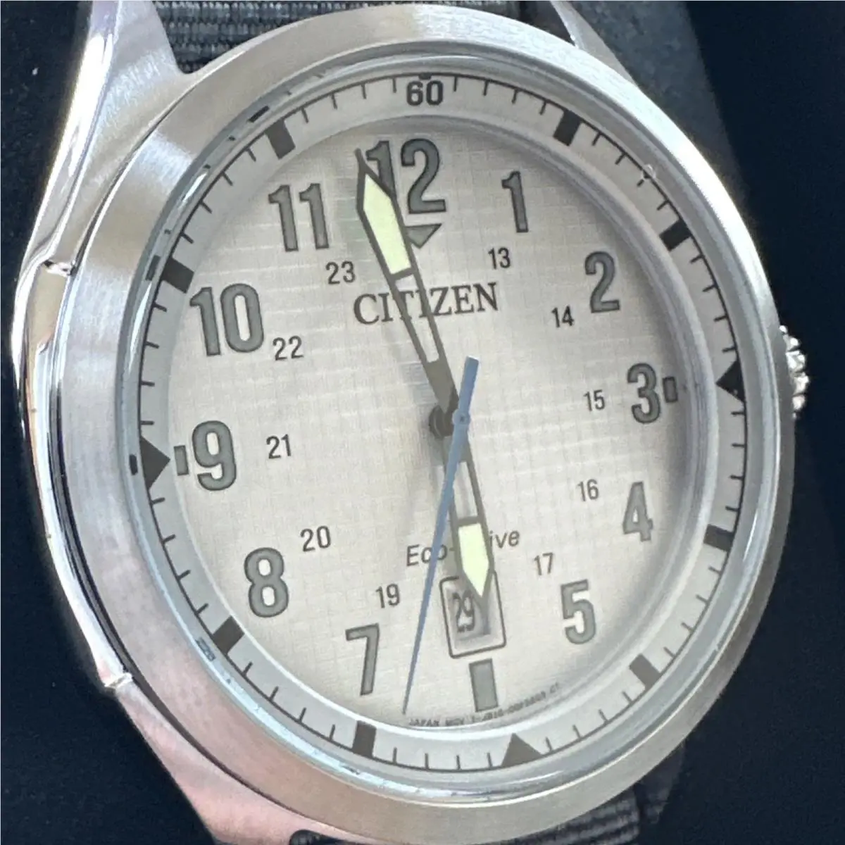 Citizen Terra Force Silver-tone Dial Nylon Strap Men`s Watch AW1890-01A