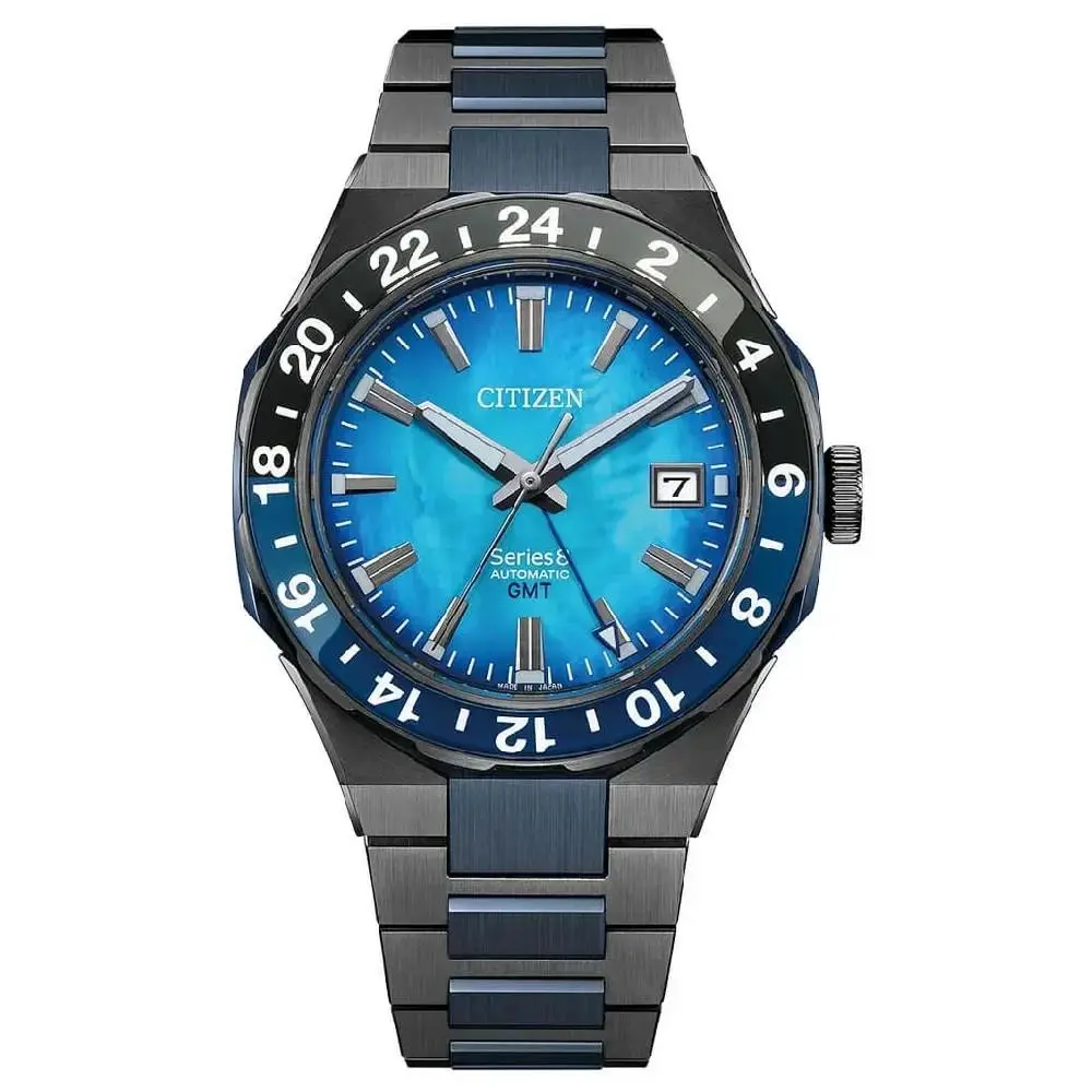 NB6036-52N Series 8 Gmt Blue Mop Dial 41 mm Stainless Steel Men`s Watch by Citizen