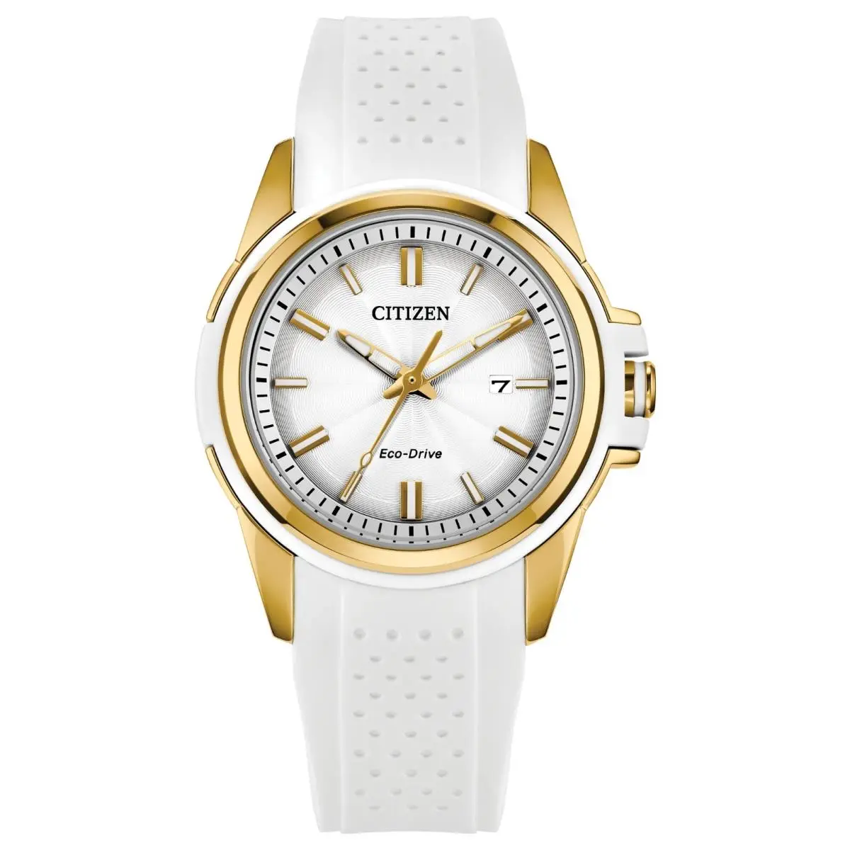 Veya Silver-tone Dial Silicone Strap Women`s Watch FE1262-03A by Citizen
