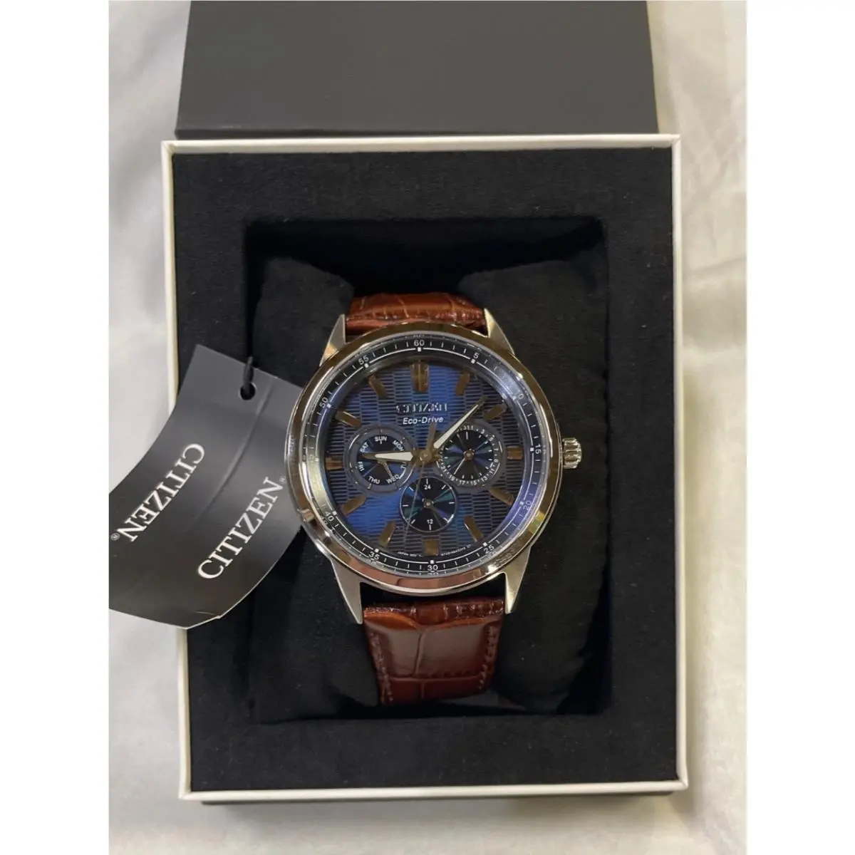 Corso Blue Dial Brown Leather Men`s Watch by Citizen