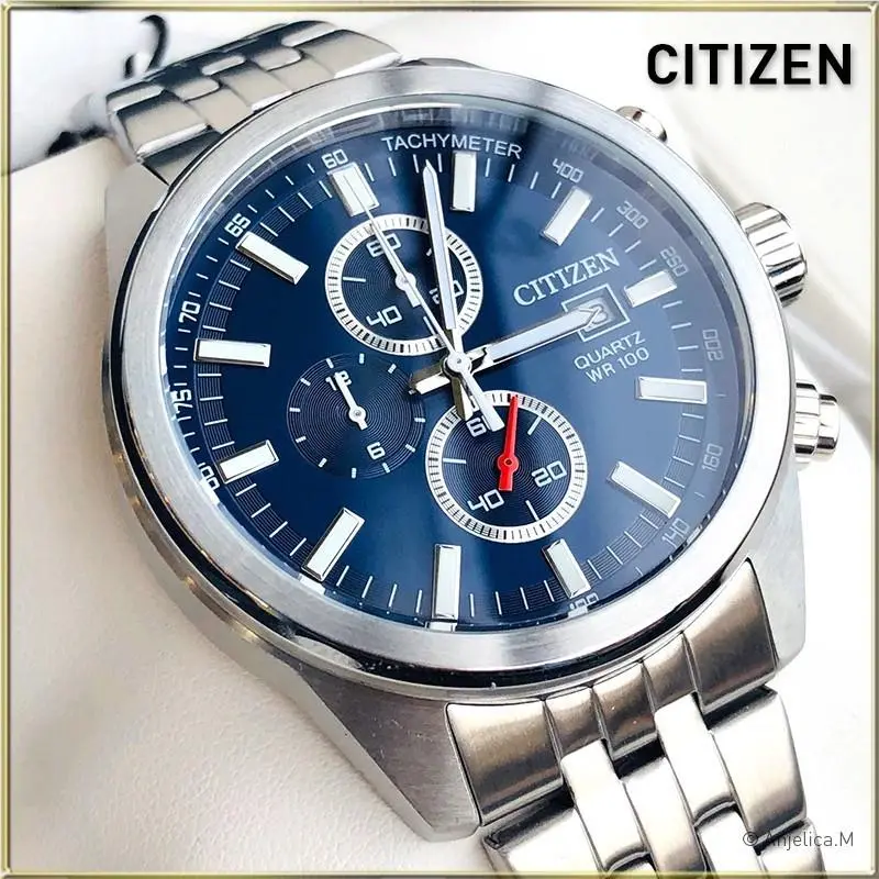 Men`s Chronograph Quartz Blue Dial Stainless Steel Watch - AN3620-51L by Citizen