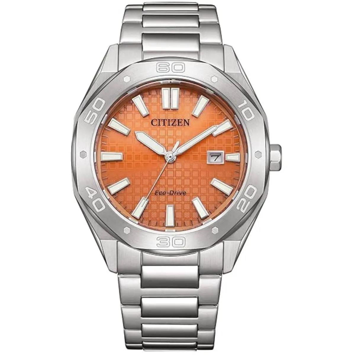 Men`s Watch Eco-drive Orange Dial Stainless Steel Bracelet BM7630-80Z by Citizen