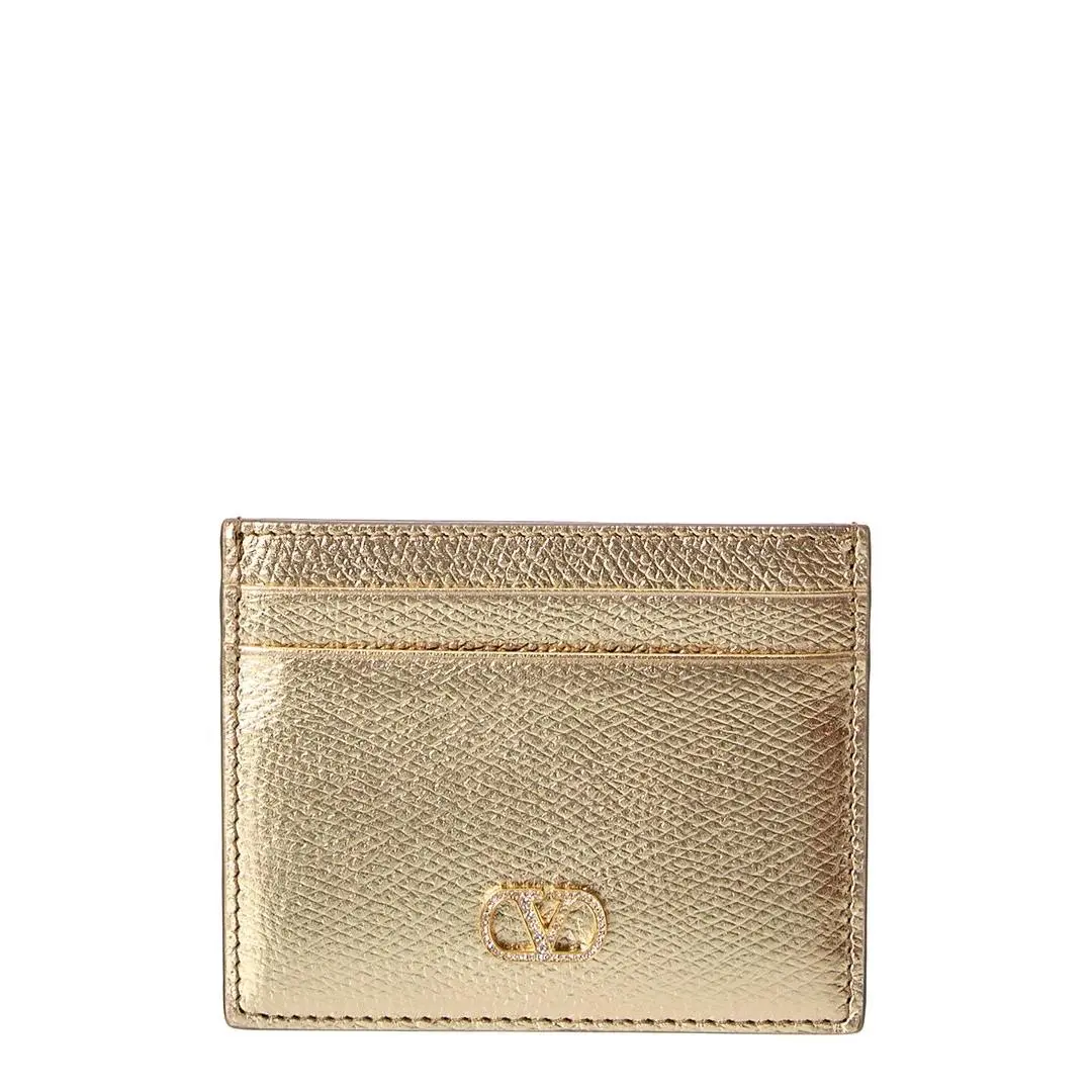 Vlogo Signature Leather Card Case Women`s Gold by Valentino