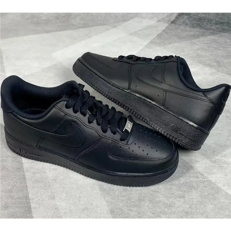 US Men`s  Air Force 1 07 Low Top Sneakers Shoes -all Black Size US 7-11 by Nike