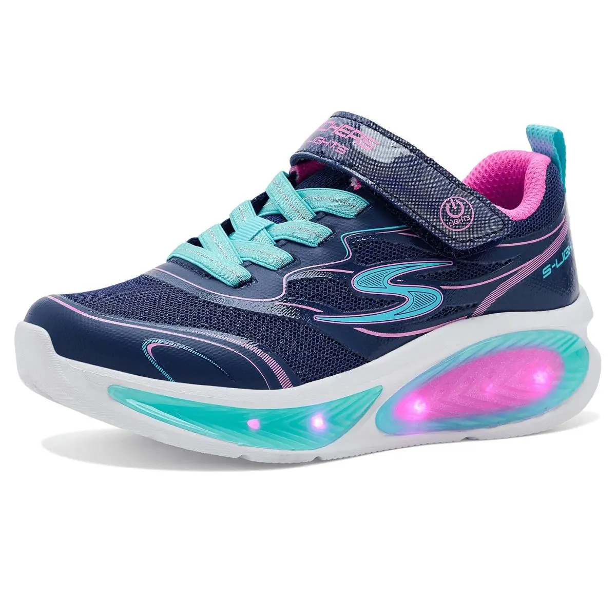 Girl`s Shoes  Kids Cosmic Glow 2.0 303737L Little Kid/big Kid Navy/Multi by Skechers