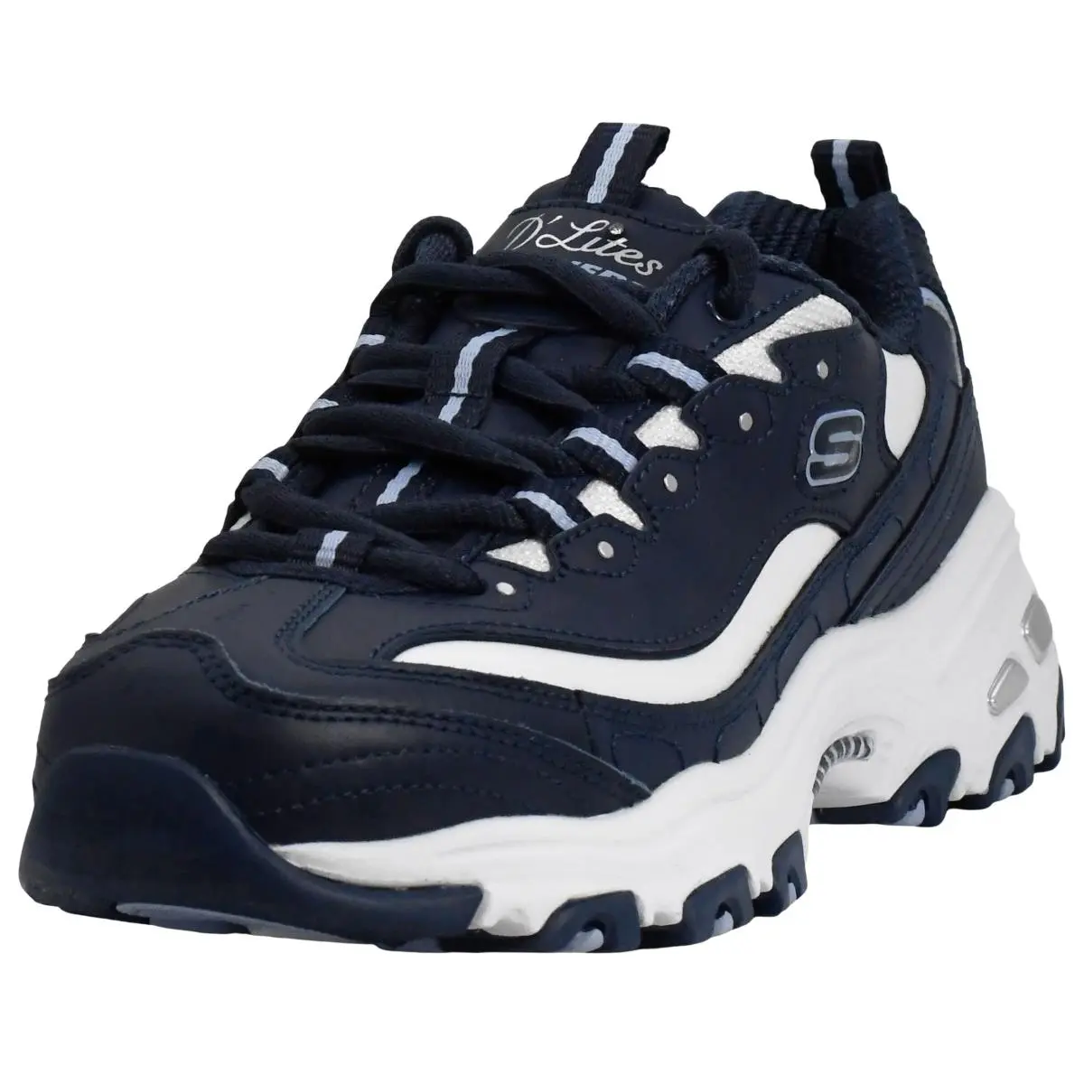 Women`s D`lites- Fresh Start Shoes Black/white 11 M navy by Skechers