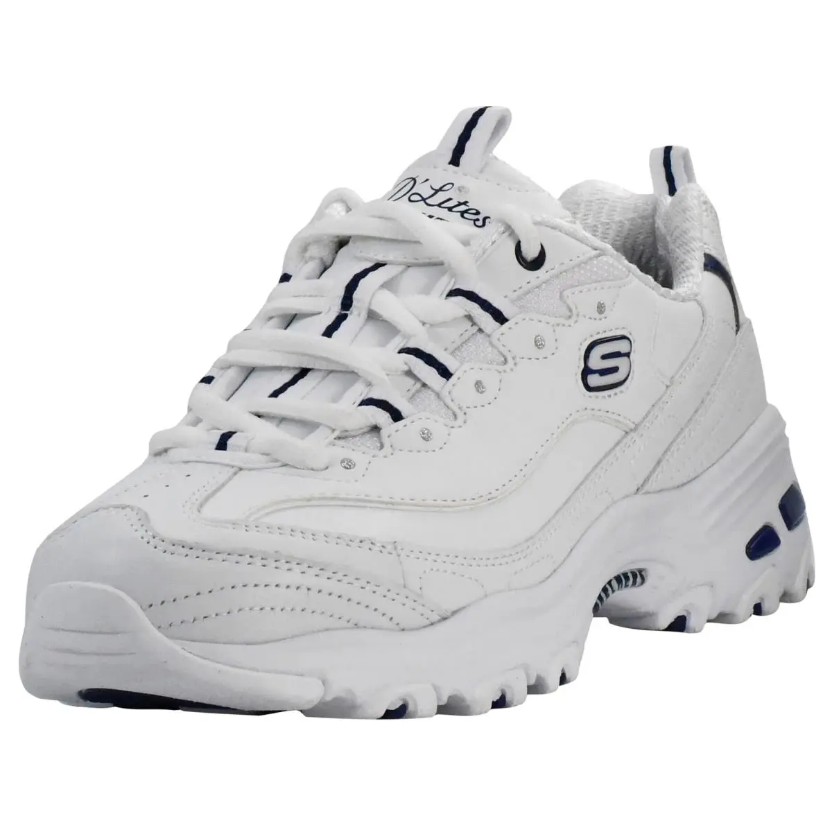 Women`s D`lites- Fresh Start Shoes Black/white 11 M whit blu by Skechers
