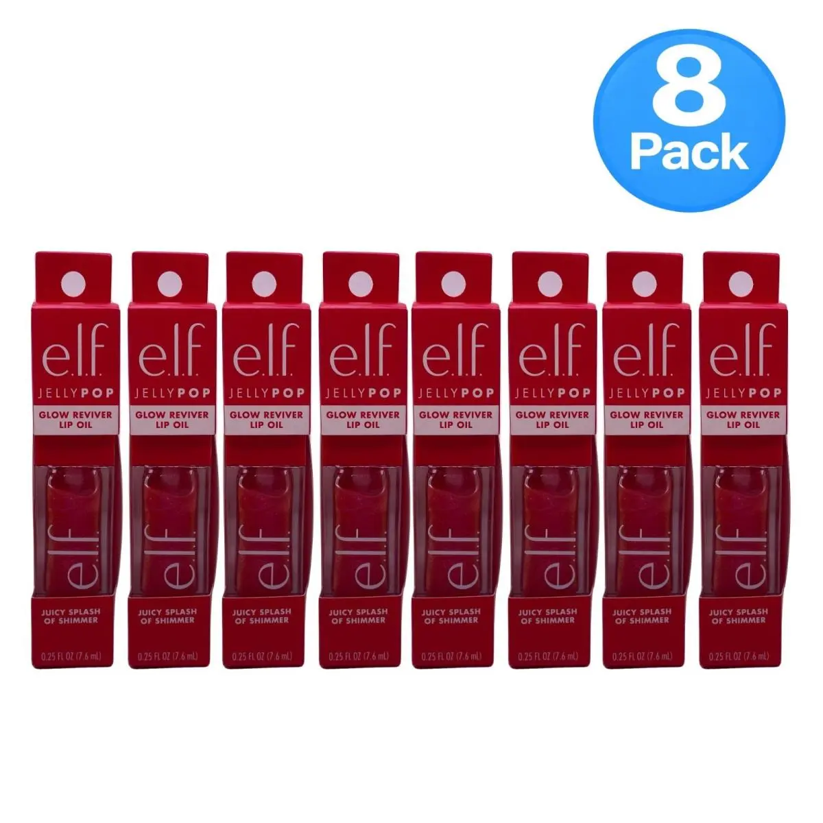 E.l.f. Jelly Pop Glow Reviver Lip Oil Juicy Splash 0.25 fl oz 8 Pack by e.l.f. Cosmetics
