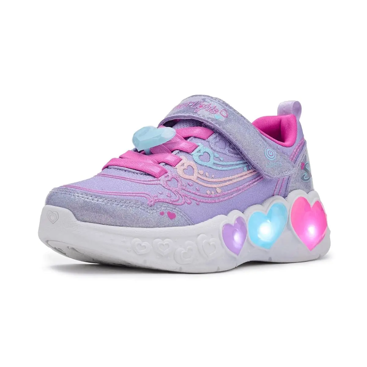 Girl`s Shoes  Kids Enchanted Heart Lights 303266L Little Kid/big Kid Lavendar/Multi by Skechers
