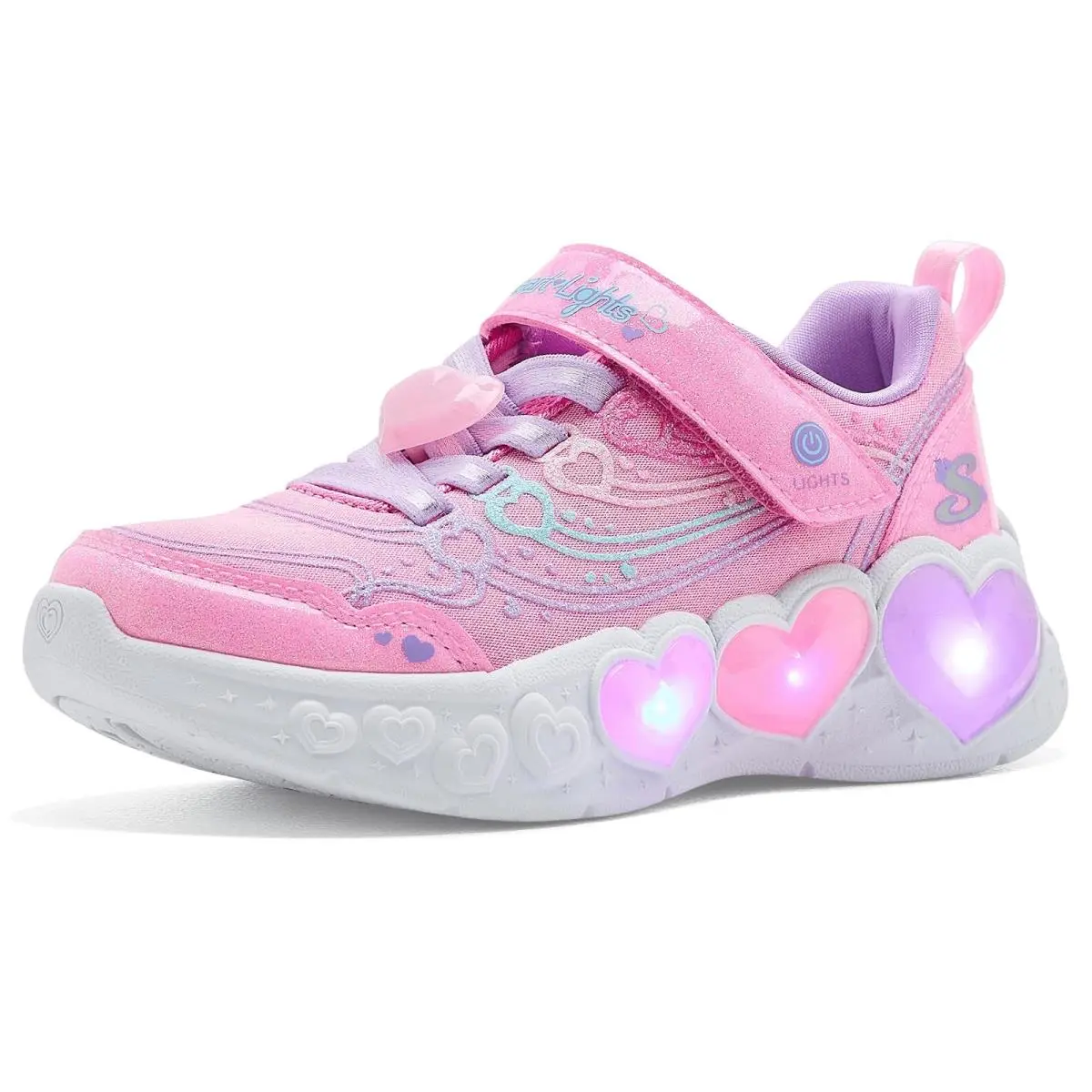 Girl`s Shoes  Kids Enchanted Heart Lights 303266L Little Kid/big Kid Pink/Multi by Skechers
