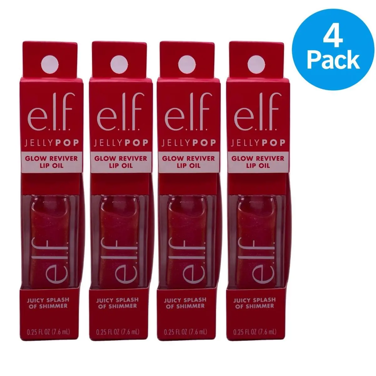 E.l.f. Jelly Pop Glow Reviver Lip Oil Juicy Splash 0.25 fl oz 4 Pack by e.l.f. Cosmetics