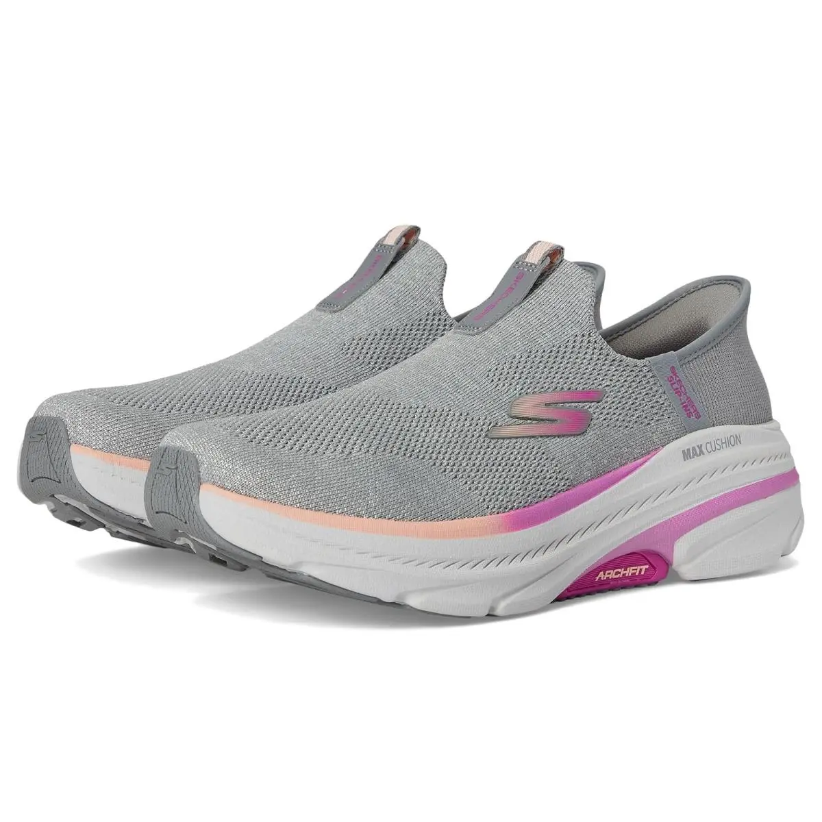 Woman`s Shoes  Max Cushioning Arch Fit 2.0 Cambridge Hands Free Slip-ins Gray/Pink by Skechers