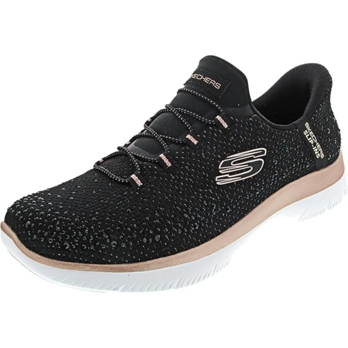 Women`s Summits-brilliant Shine Hands Free Slip-ins Black/Rose Gold by Skechers
