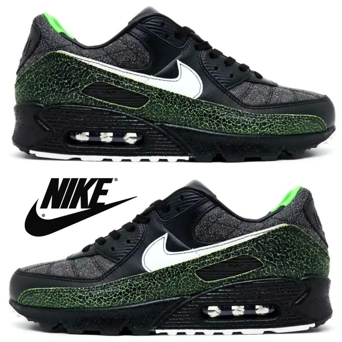 Nike shoes - Nike Air Max 90 SE Tiempo - Black, Maufacturer: Black/Black/Voltage Green/White 13