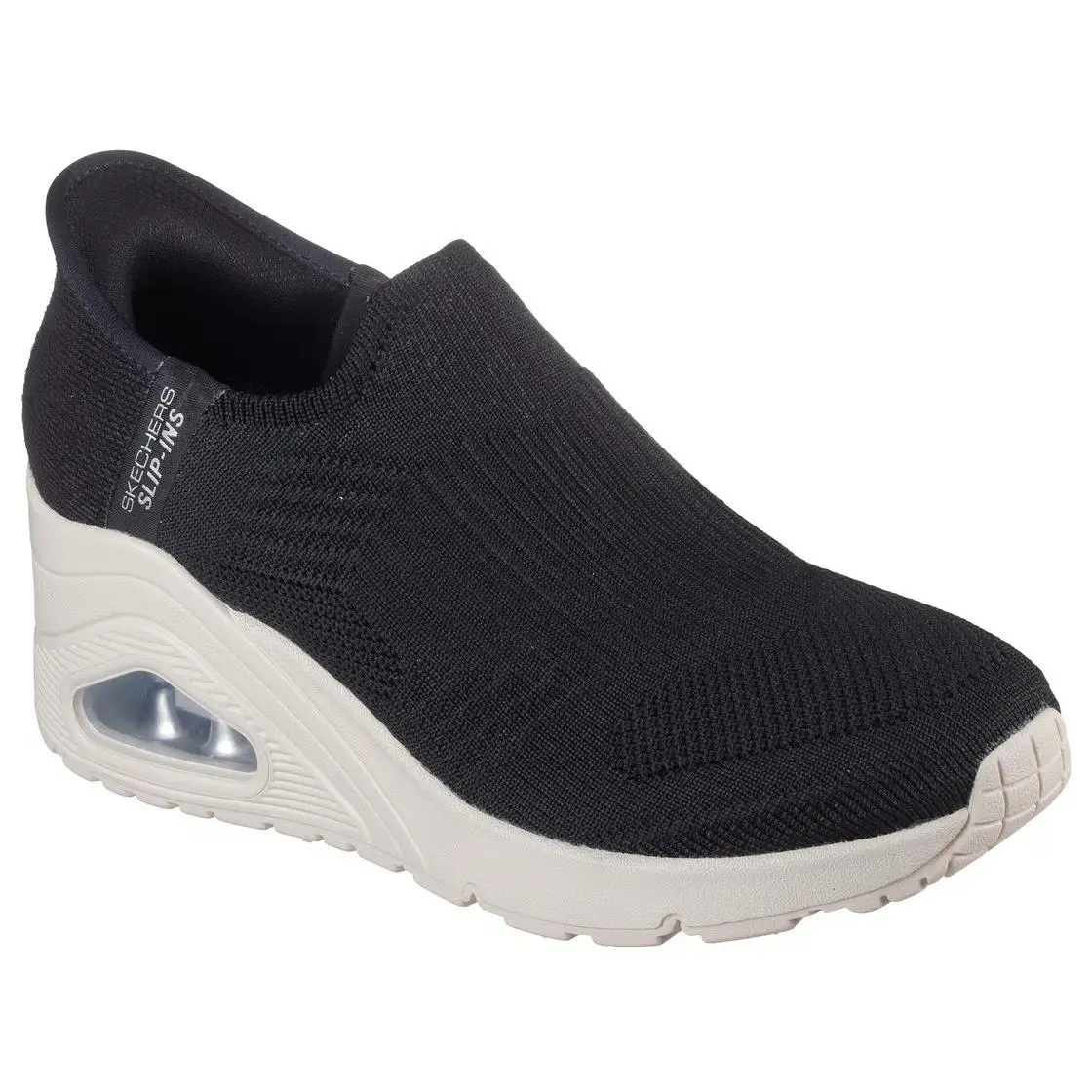 Women`s Skechers Slip-ins Uno Wedge Sneaker Shoe 177523 Black/white