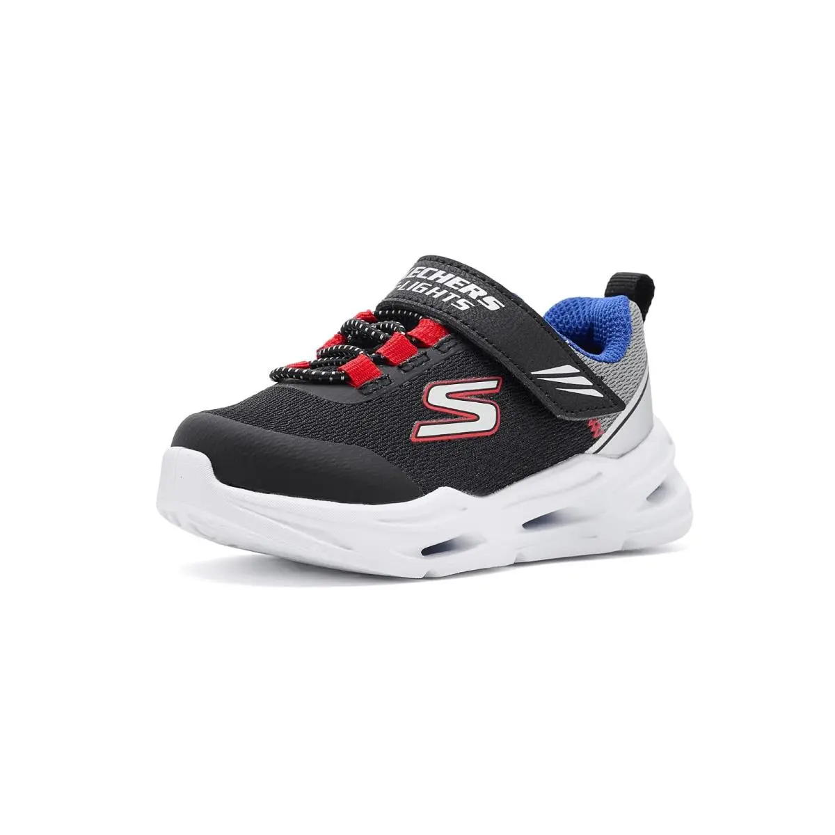 Boy`s Shoes  Kids Lil Apos Glide Step Lights 407628N Toddler Black/Blue by Skechers