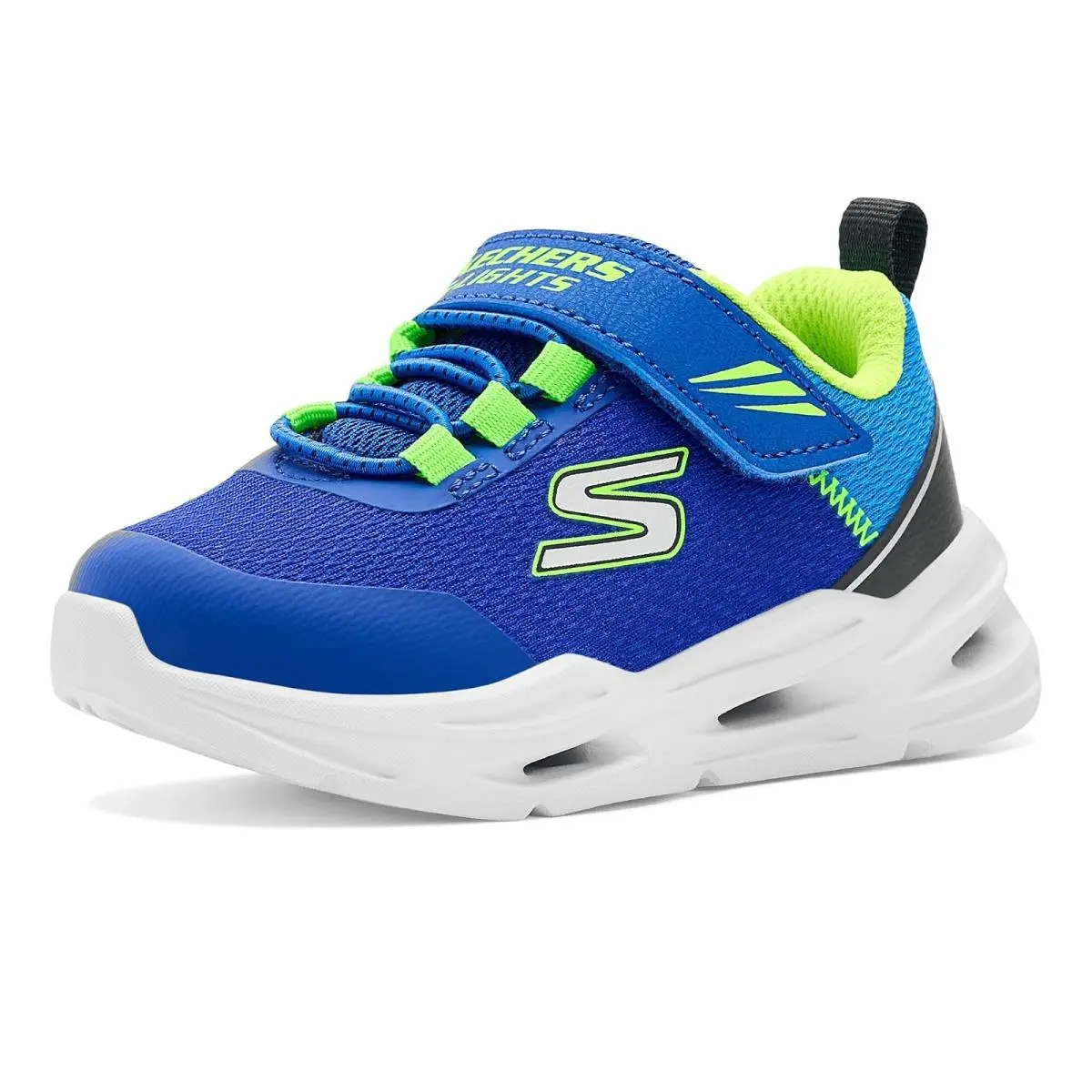 Boy`s Shoes  Kids Lil Apos Glide Step Lights 407628N Toddler Blue/Lime by Skechers