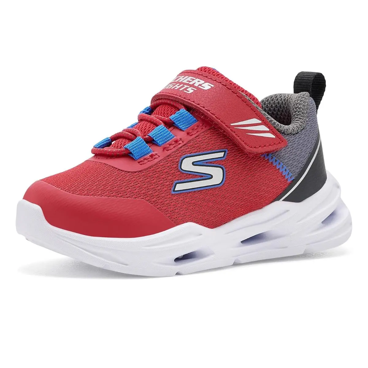 Boy`s Shoes  Kids Lil Apos Glide Step Lights 407628N Toddler Red/Grey by Skechers