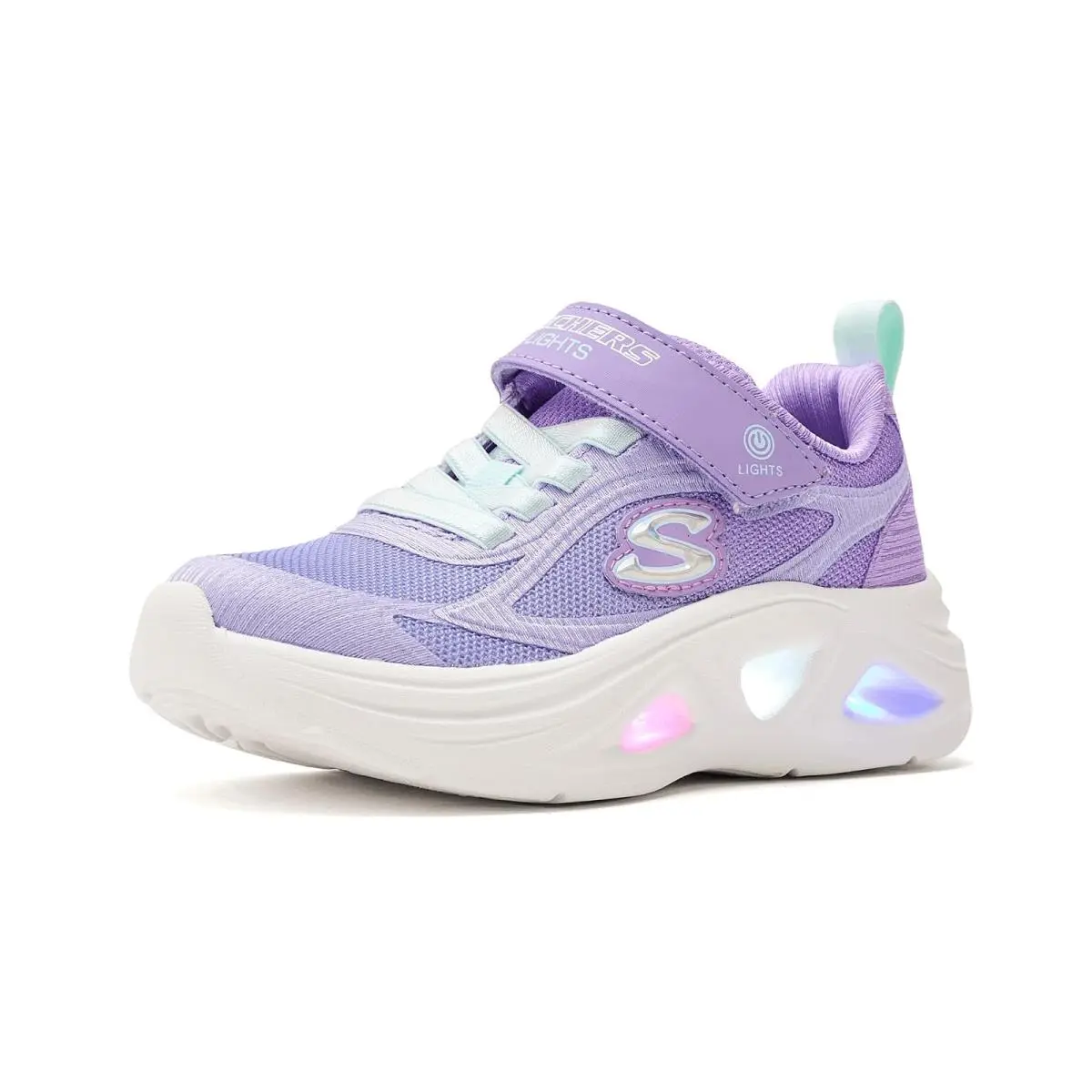 Girl`s  Kids Sola Glow 2.0 - Dazzle Steps 303729L Little Kid/big Kid Lavendar/Aqua by Skechers