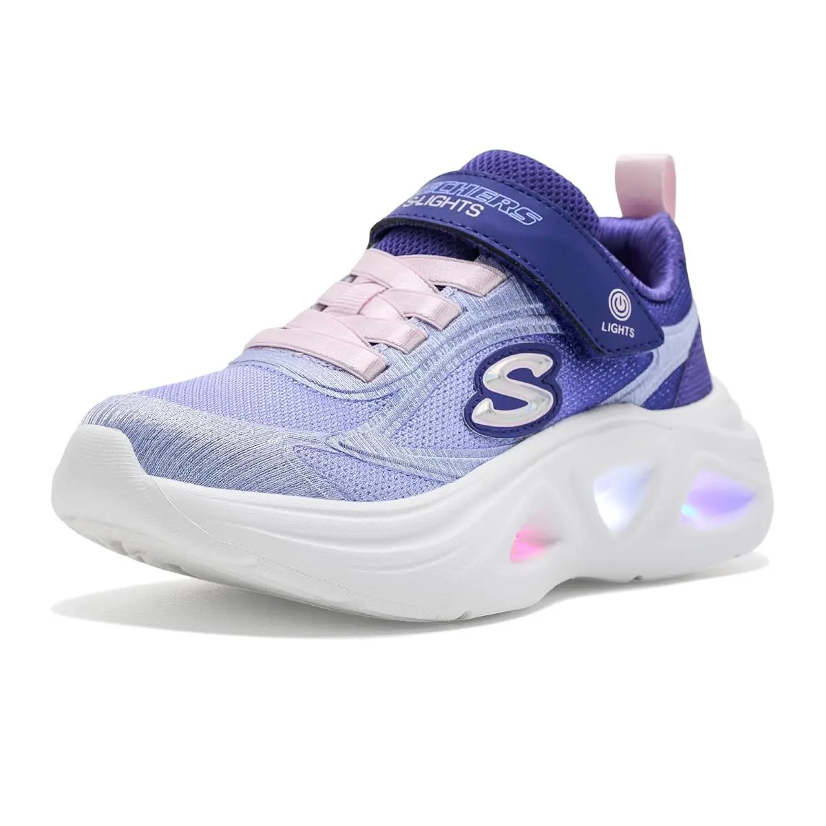 Girl`s  Kids Sola Glow 2.0 - Dazzle Steps 303729L Little Kid/big Kid Navy/Pink by Skechers