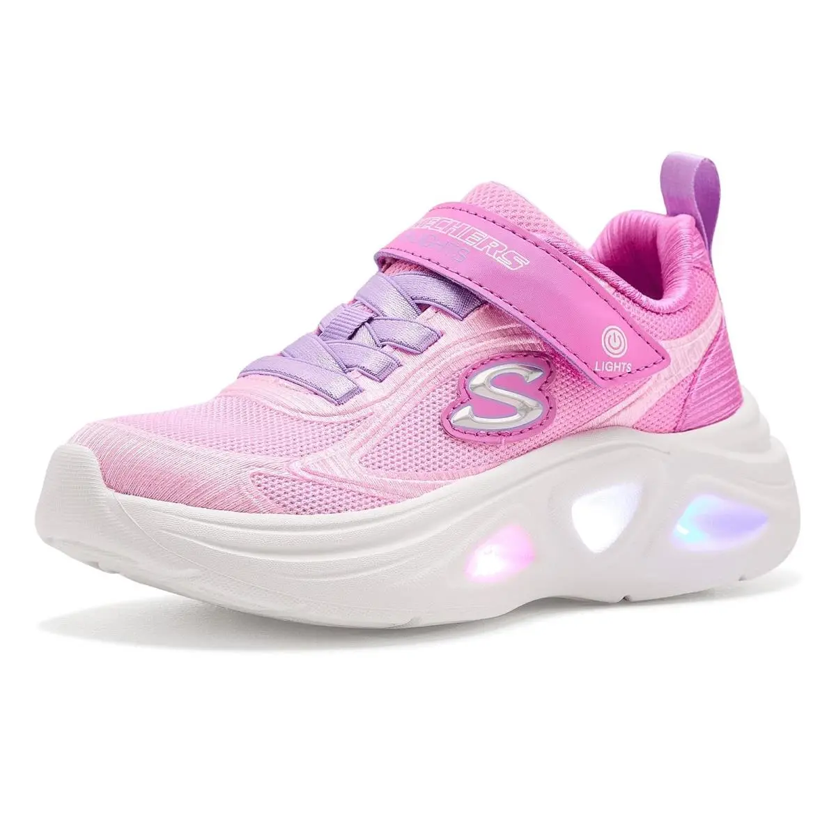 Girl`s  Kids Sola Glow 2.0 - Dazzle Steps 303729L Little Kid/big Kid Pink/Lavendar by Skechers