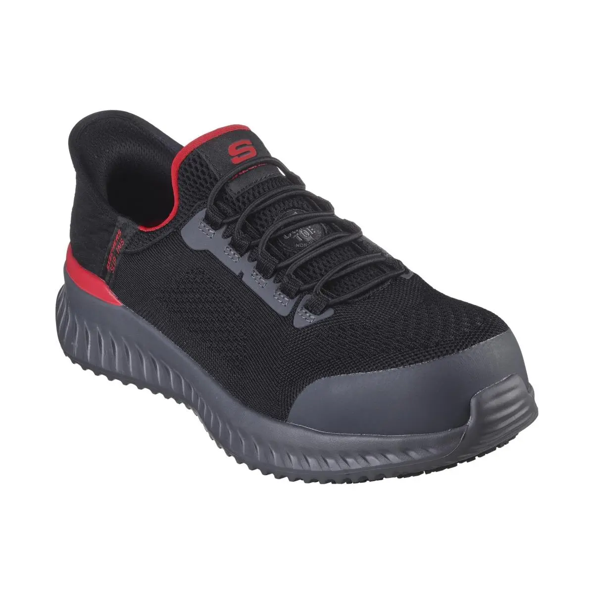 Skechers Mens Work Hands Free Slip Ins Tilido Fletchit Comp Toe Black/red
