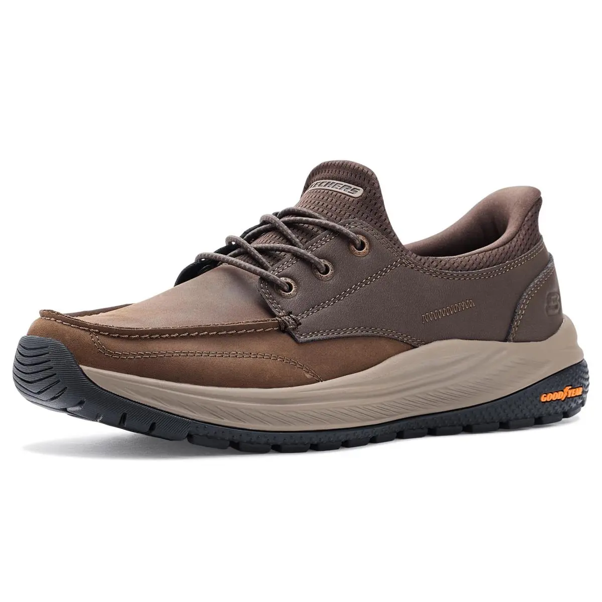 Men`s Moc Toe Leather Bungee Lace Slip-in Sneakers by Skechers