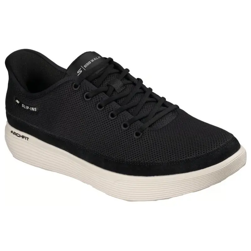 Mens Skechers Slip Ins Arch Fit GO Walk Commuter Carson Black White Mesh