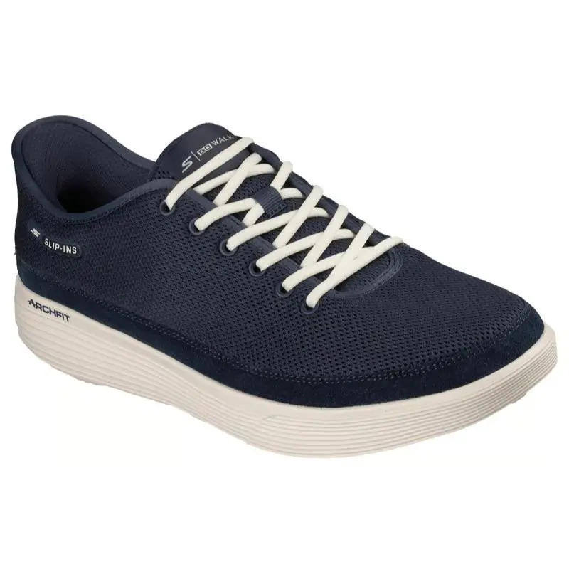 Mens Skechers Slip Ins Arch Fit GO Walk Commuter Carson Navy Mesh Shoes - Blue